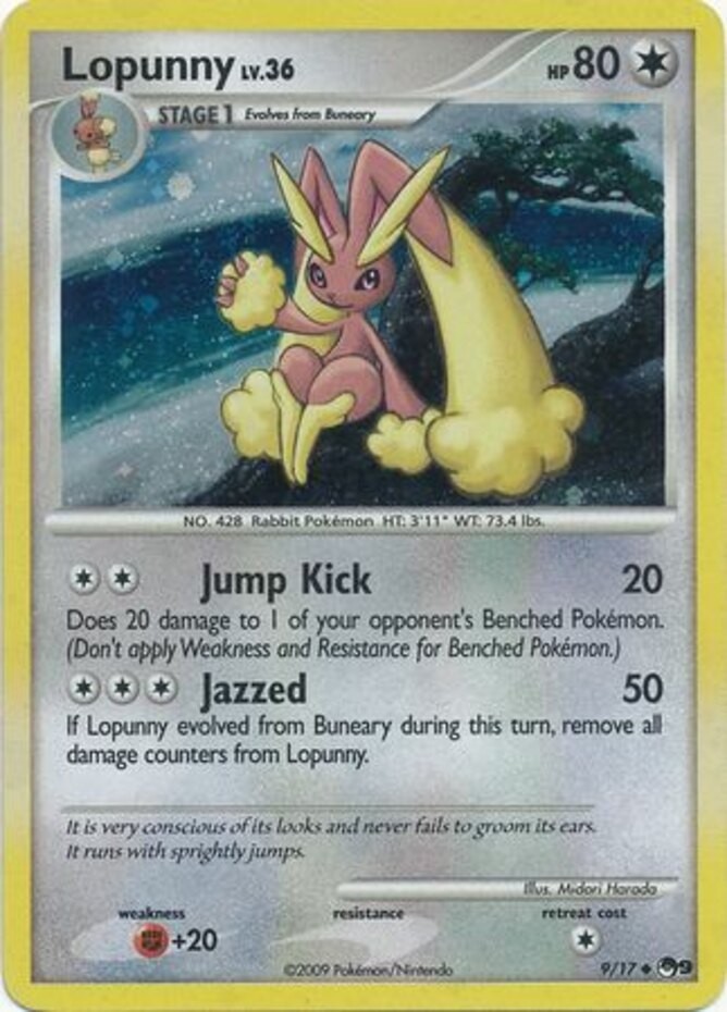 Heavily Played Lopunny – 9/17 – Uncommon – Cosmos Holo Pokemon POP Series 9