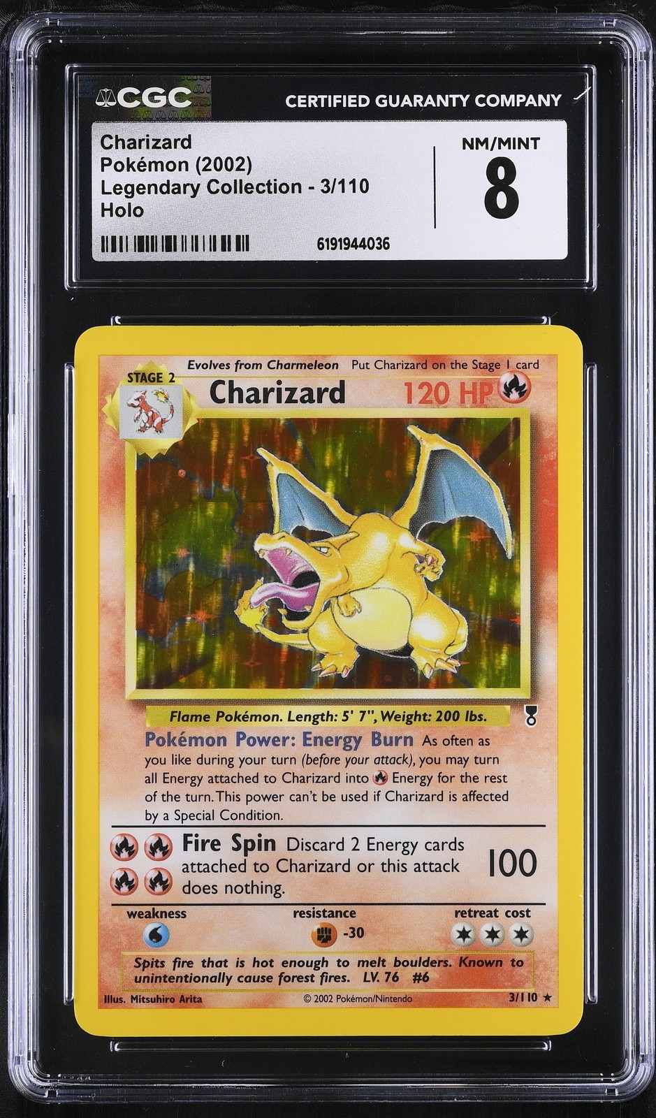 CGC 8 NM/MINT Charizard 3/110 Legendary (Collection) Holo Pokemon Card