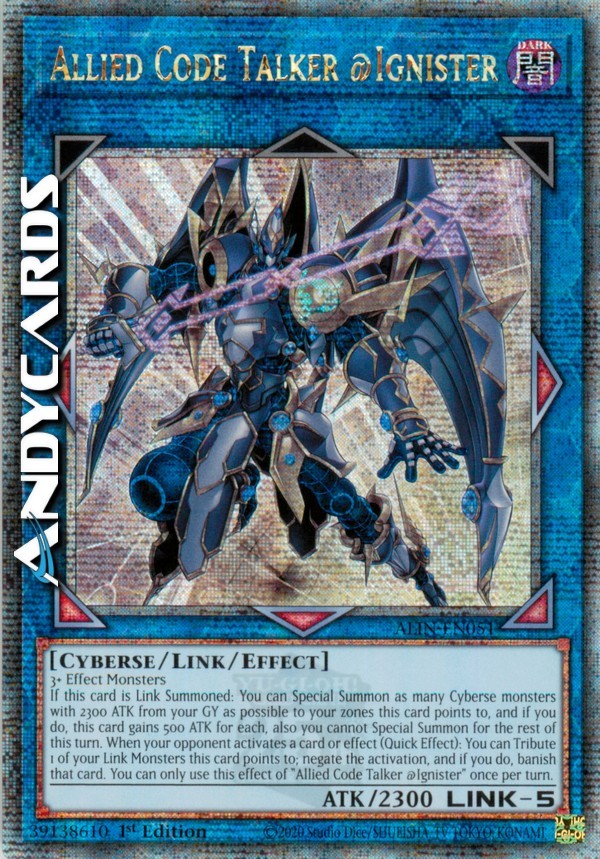 ALLIED CODE TALKER @IGNISTER • Quarter Century • ALIN EN051 • 1Ed • Yugioh!