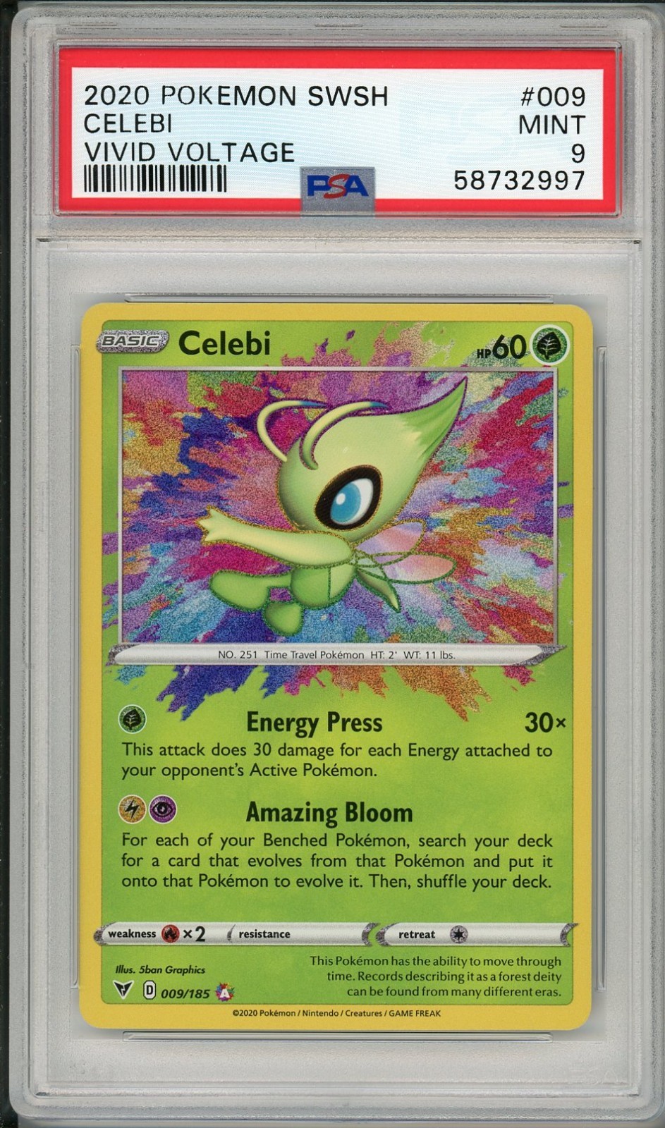 2020 Pokemon SWSH Vivid Voltage Celebi Holo #009 PSA 9