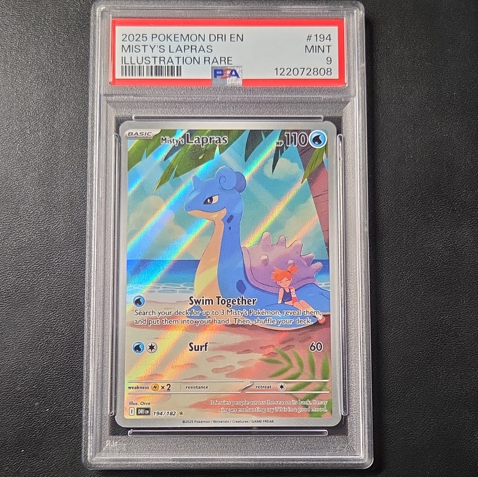 2025 POKEMON DRI EN-DESTINED RIVALS ILLUSTRATION RARE #194 MISTY’S LAPRAS PSA 9