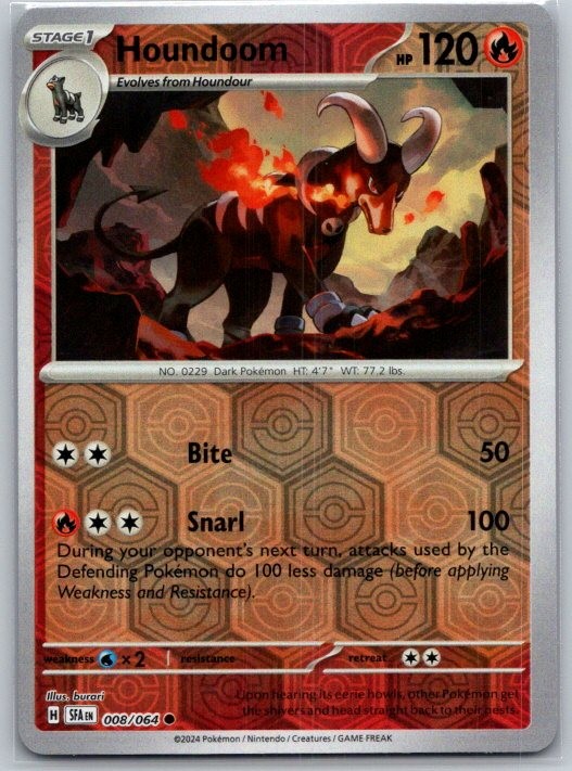 Houndoom 008/064 Common Shrouded Fable Pokemon Reverse Holo Near Mint