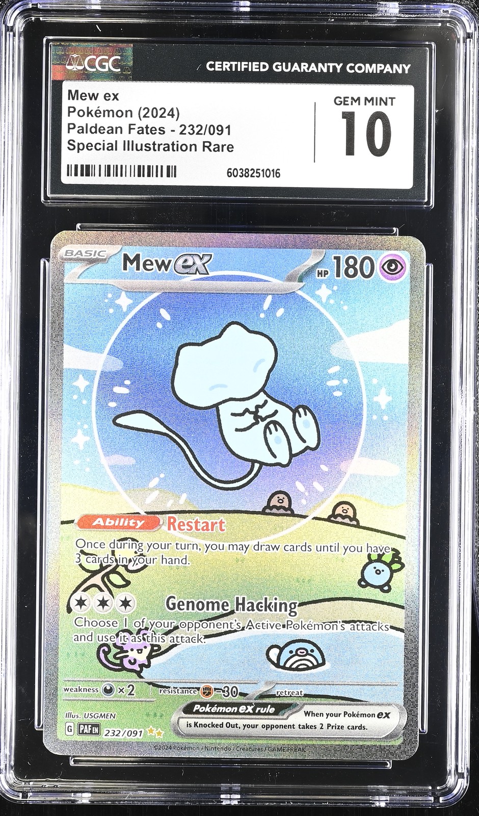 Pokemon Mew ex Paldean Fates 232/091 Special Illustration Rare CGC 10 Gem Mint
