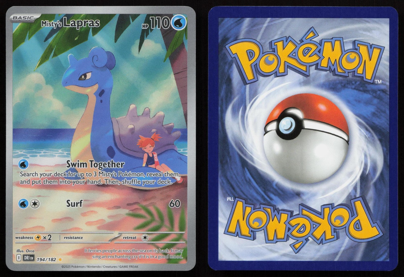 Misty’s Lapras 194/182 Holo Illustration Rare Destined Rivals Pokemon English NM