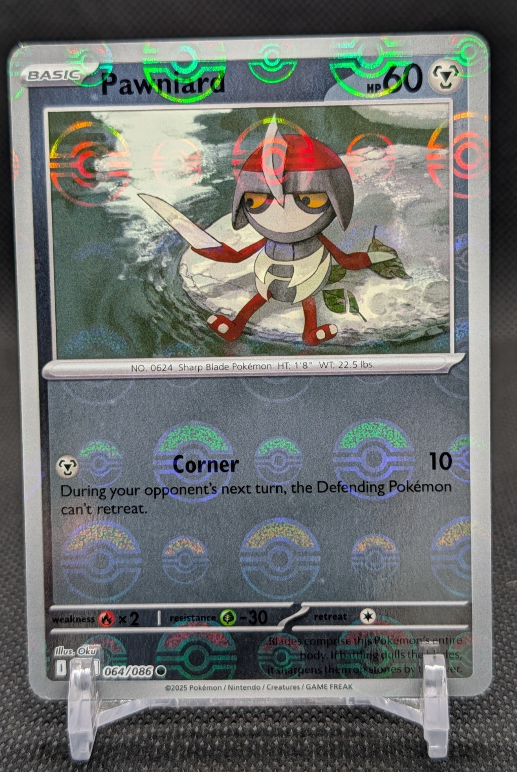 Pawniard 064/086 Poke ball Reverse Holo Black Bolt Pokemon