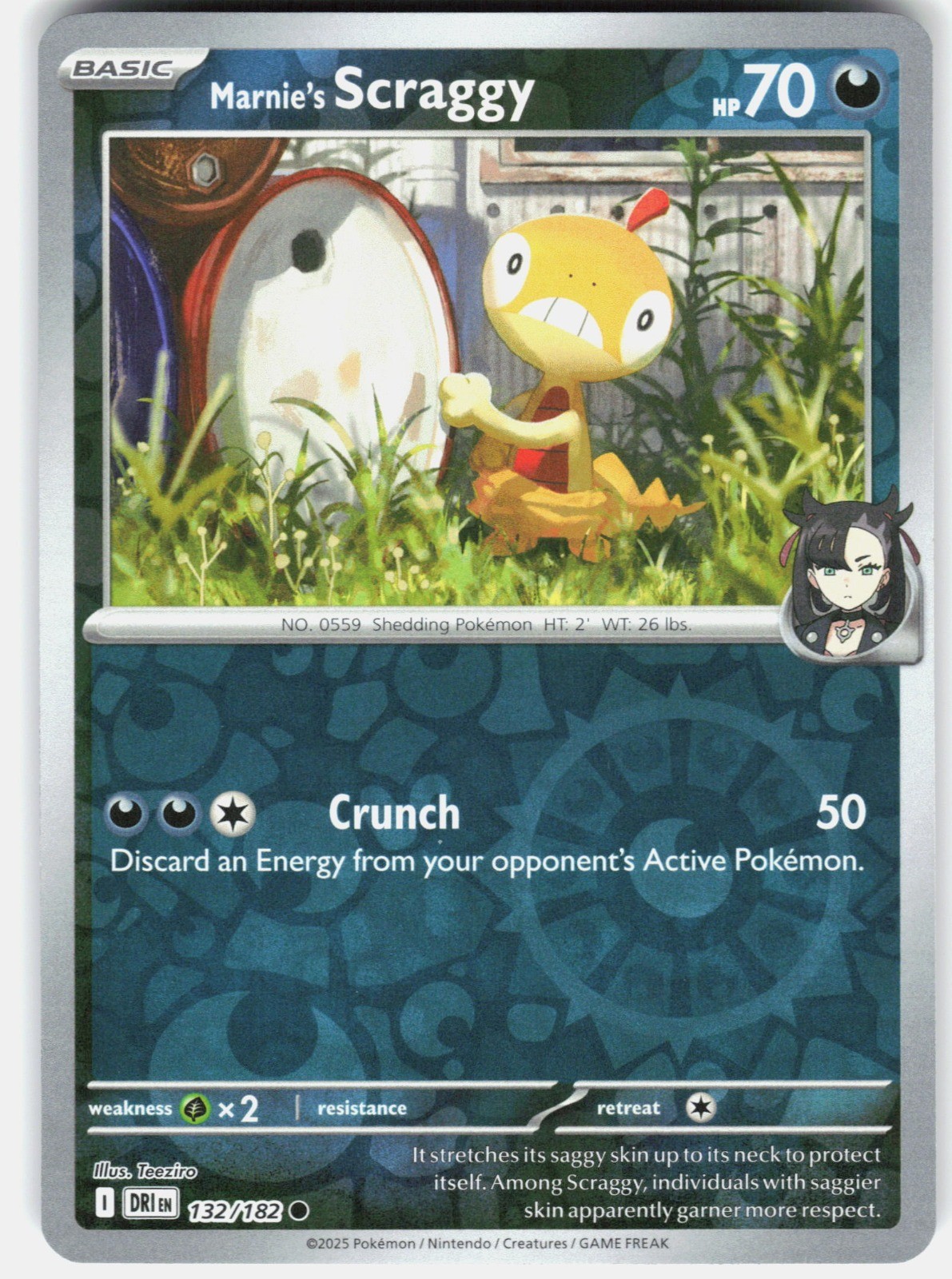 Marnie’s Scraggy Reverse Holo SV10: Destined Rivals 132/182 NM PLANETA Mochizuki