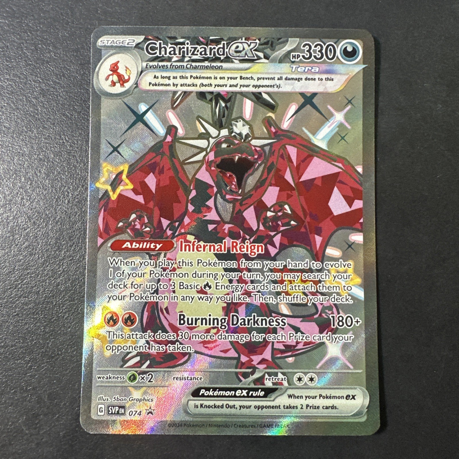 2024 POKEMON SVP EN-SV BLACK STAR PROMO 074 CHARIZARD EX PALDEAN FATES TIN NM