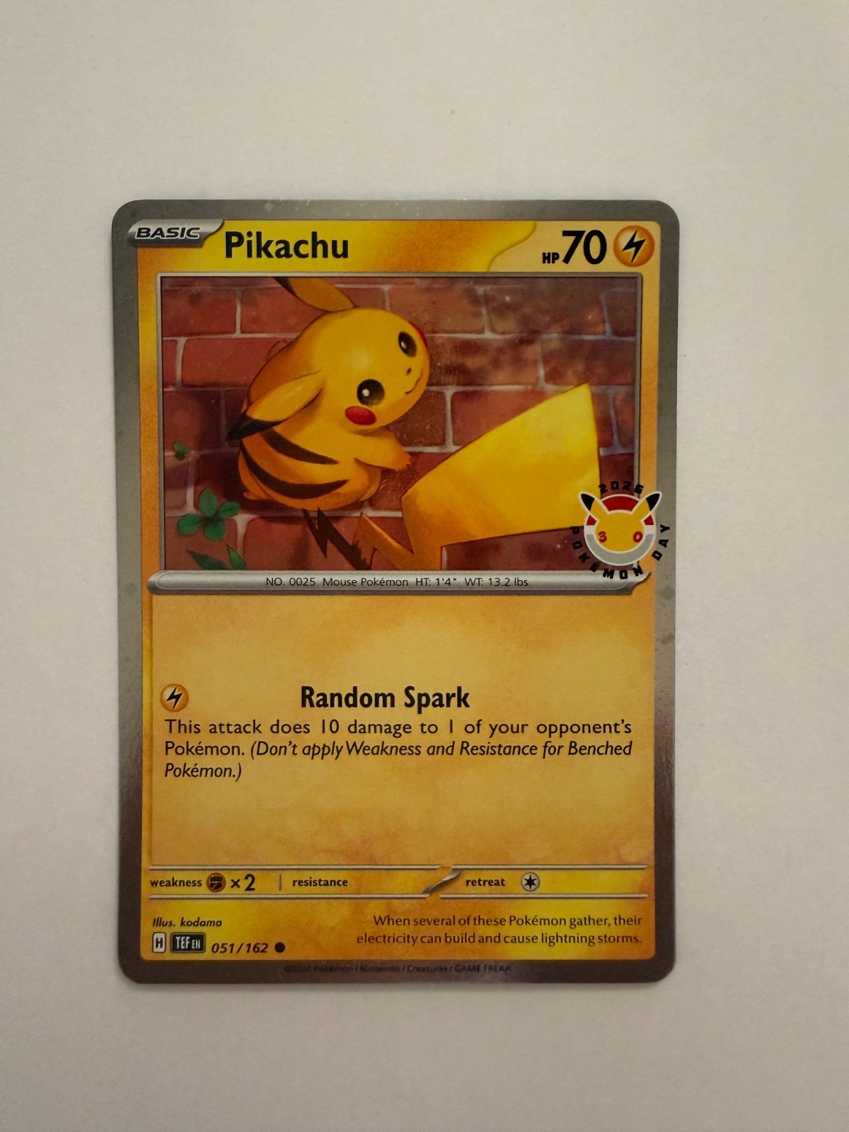 2026 Pokemon Day Pikachu 30th Anniversary Promo 51/162 NM