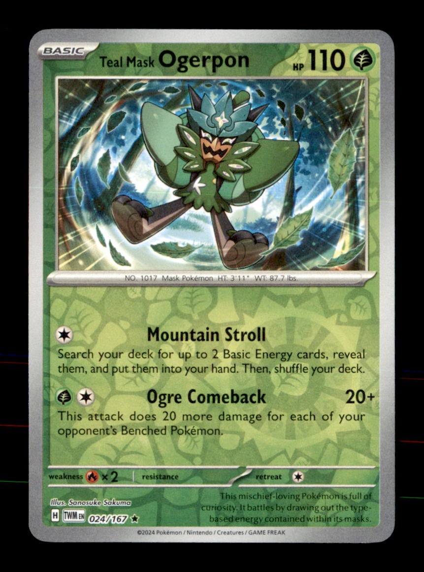 Teal Mask Ogerpon 024/167 Rare Twilight Masquerade Pokemon Reverse Holo NM