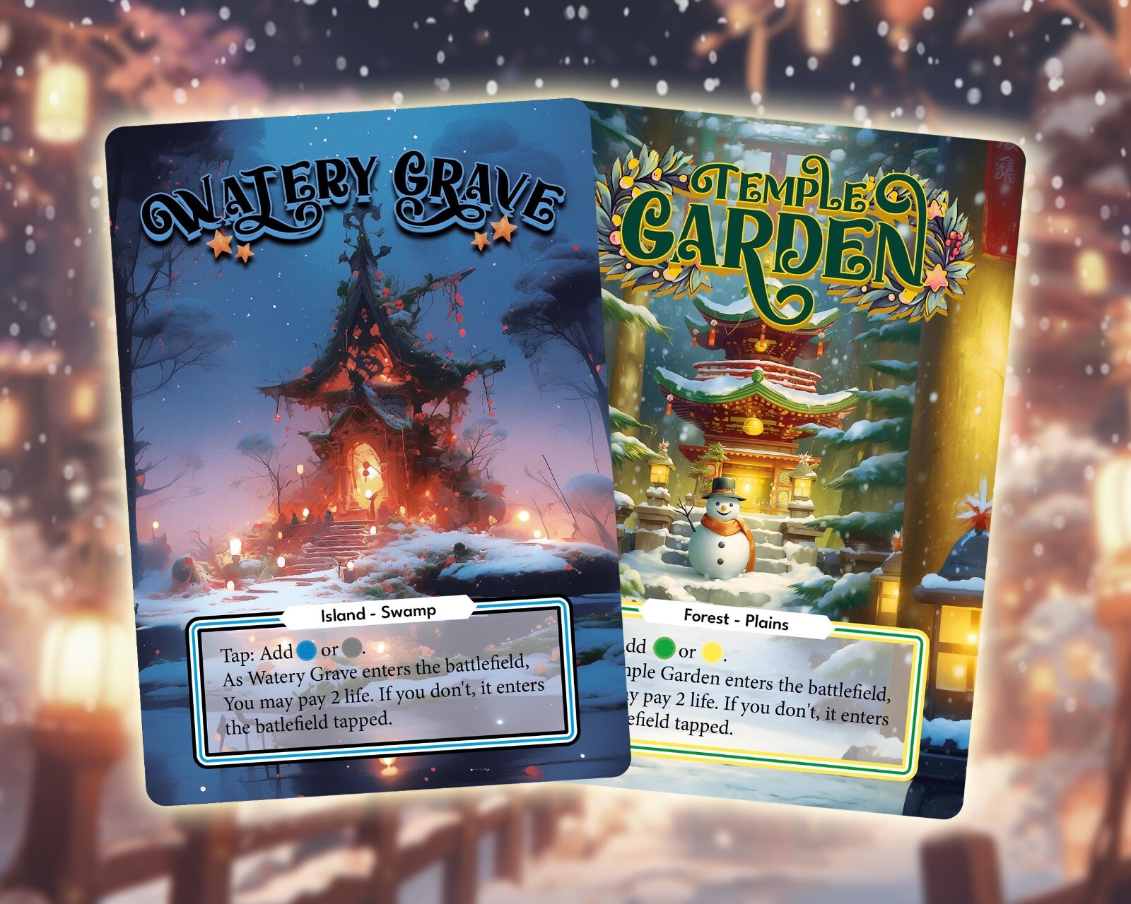 Shock Lands Christmas Edition – 10x MTG Custom Cards Age Full Art