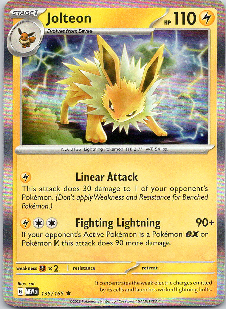 Jolteon – 151 (NM) Holo 135/165 Lightning Stage 1 sui #135 (2)