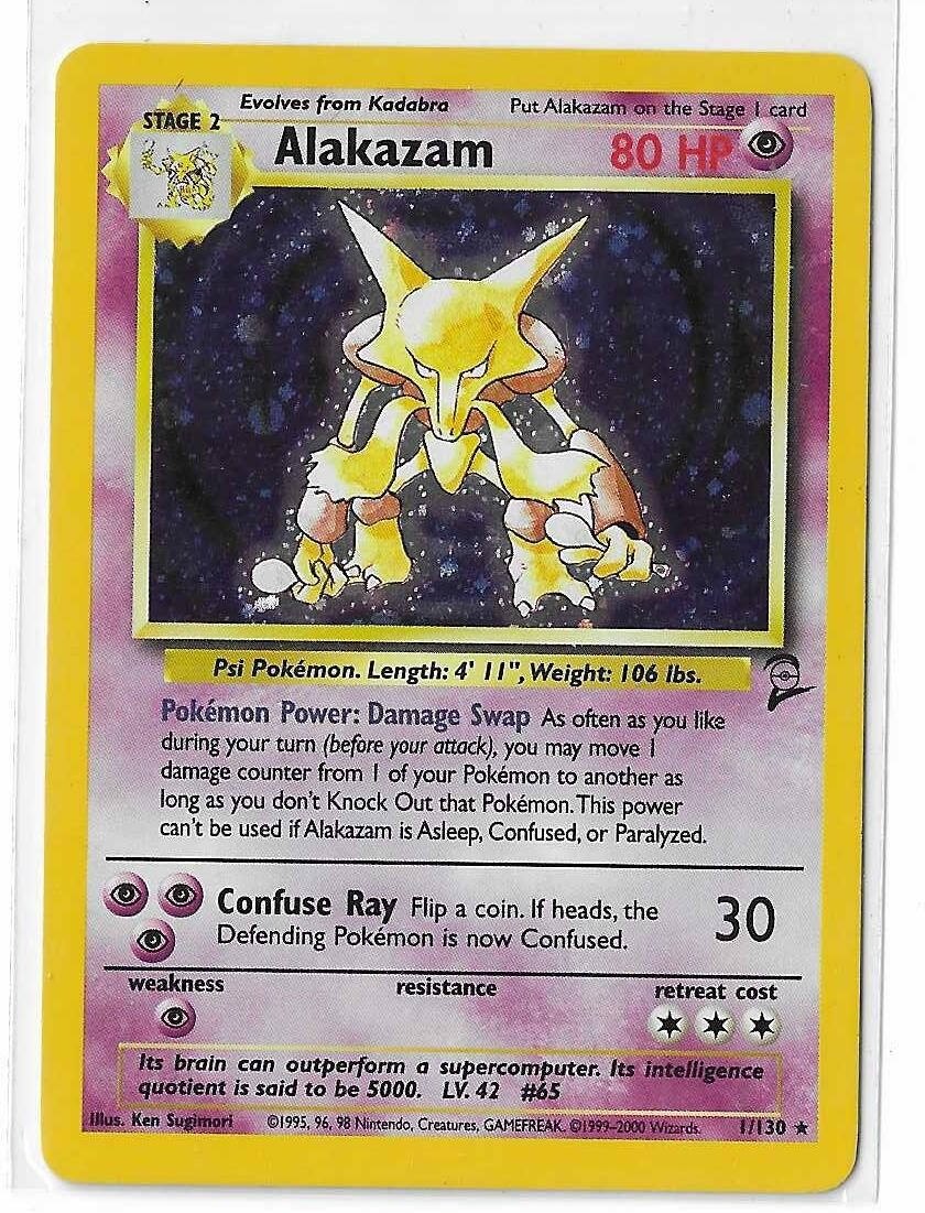 Alakazam 1/130 Base Set 2 Holo WOTC Vintage Pokemon TCG Card NM
