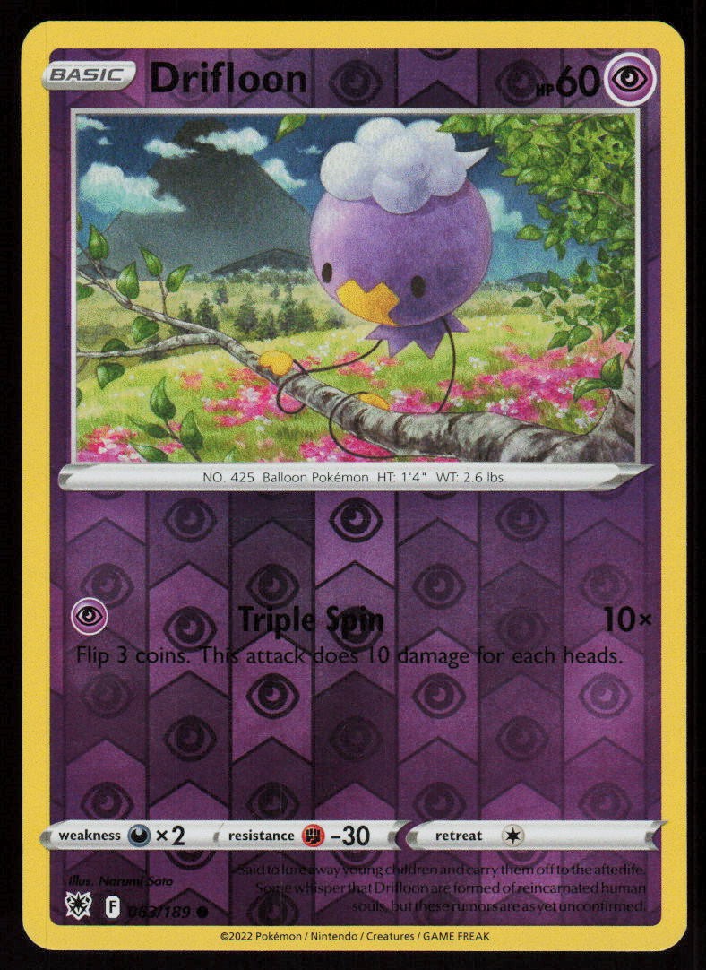 Drifloon 063/189 Common Astral Radiance Pokemon Reverse Holo Lightly Played