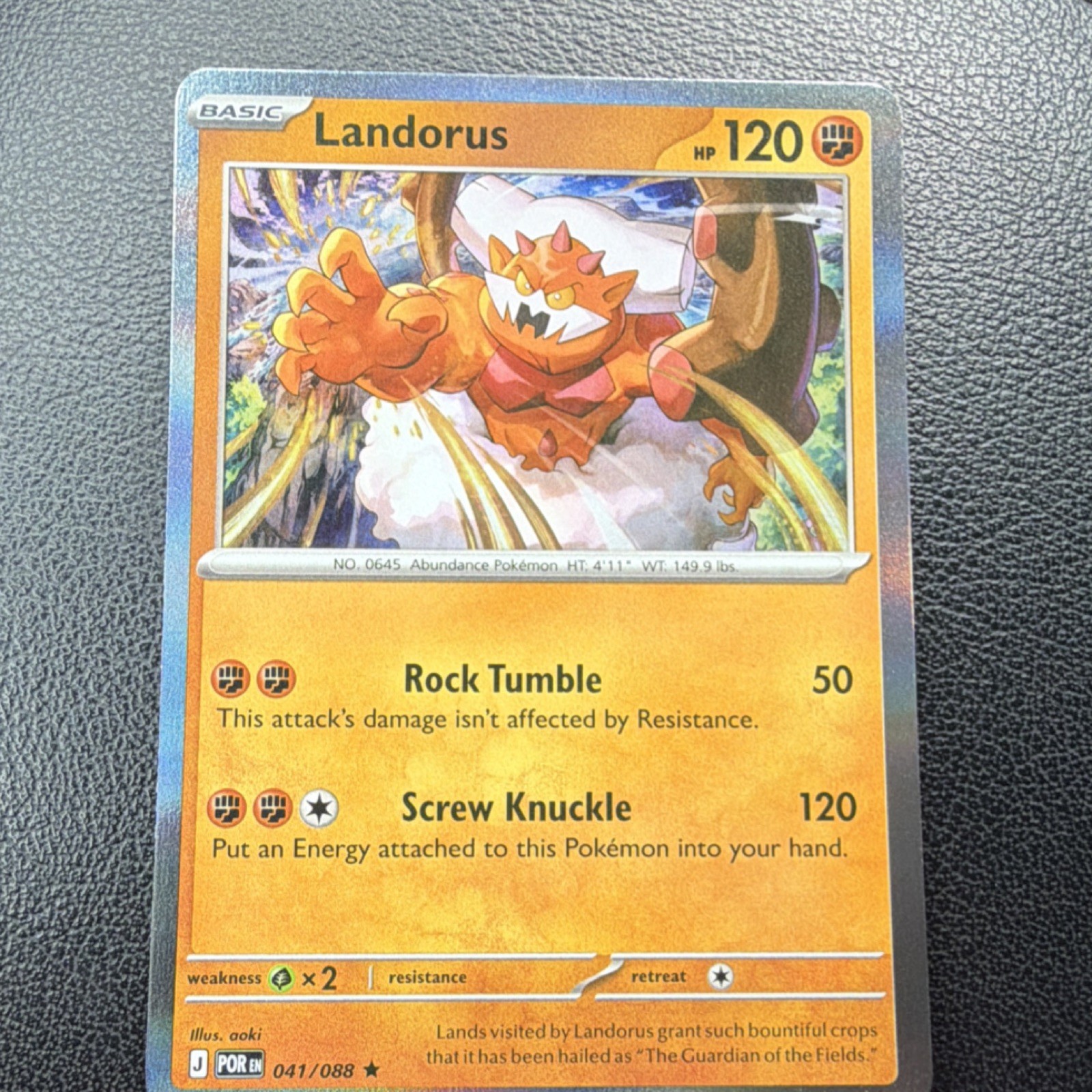 Landorus Pokémon TCG POR 041/088 Rare Basic 120 HP 50/120 Attack