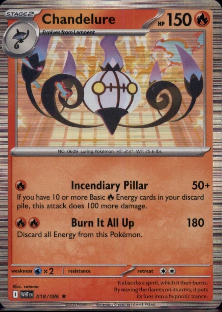 Chandelure Holo Rare SV: White Flare 018/086 NM