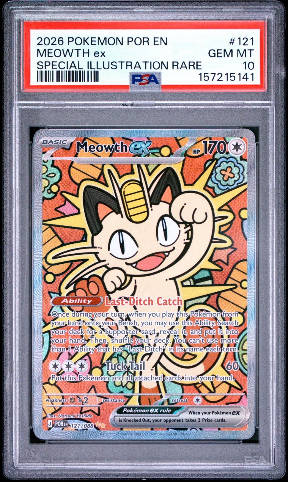 PSA 10 MEOWTH EX 121/088 SPECIAL ILLUSTRATION RARE PERFECT ORDER POKEMON 😍
