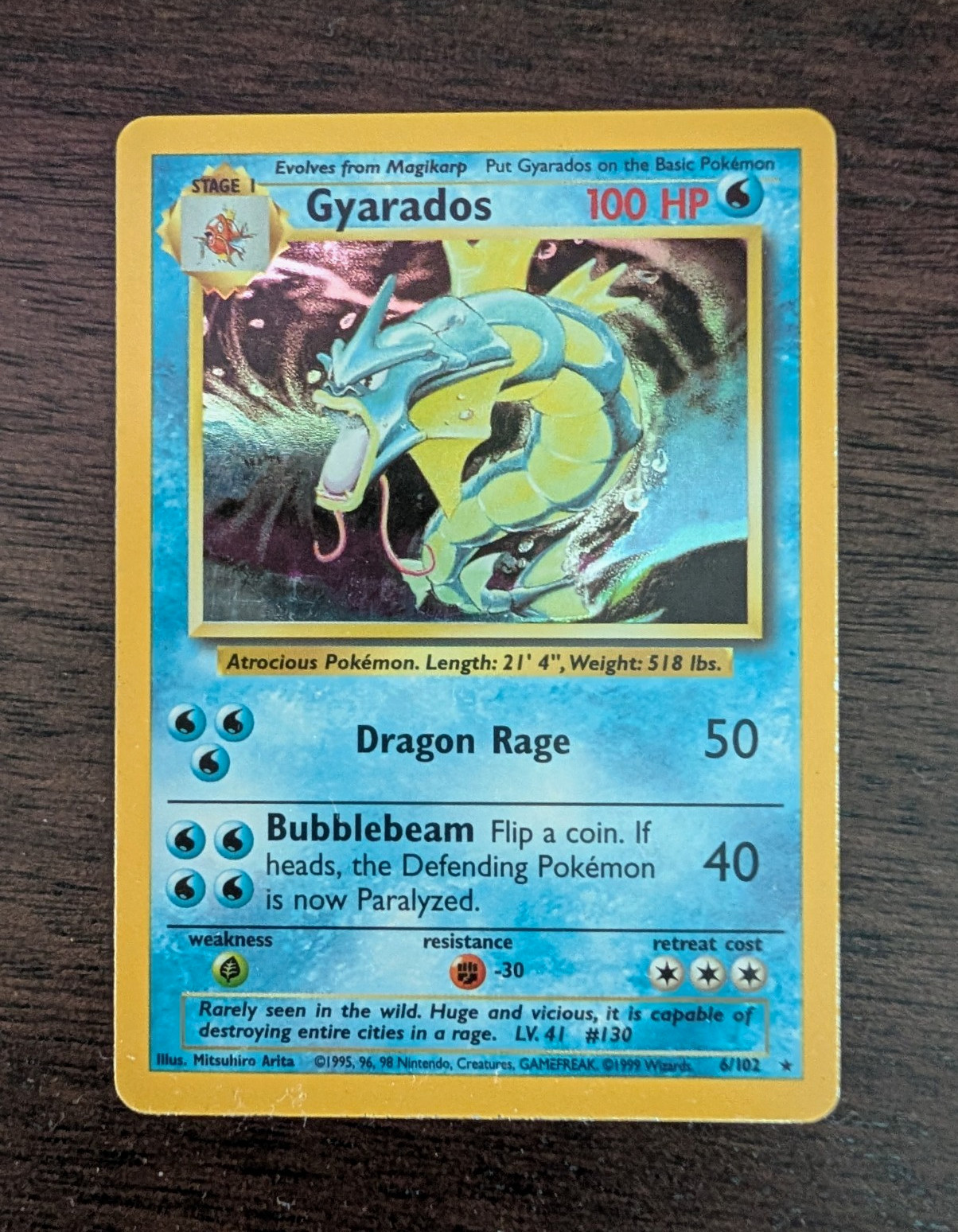Wizards of the Coast Gyarados 6/102 Base Set Holo Rare Unlimited Eng 100HP 1999