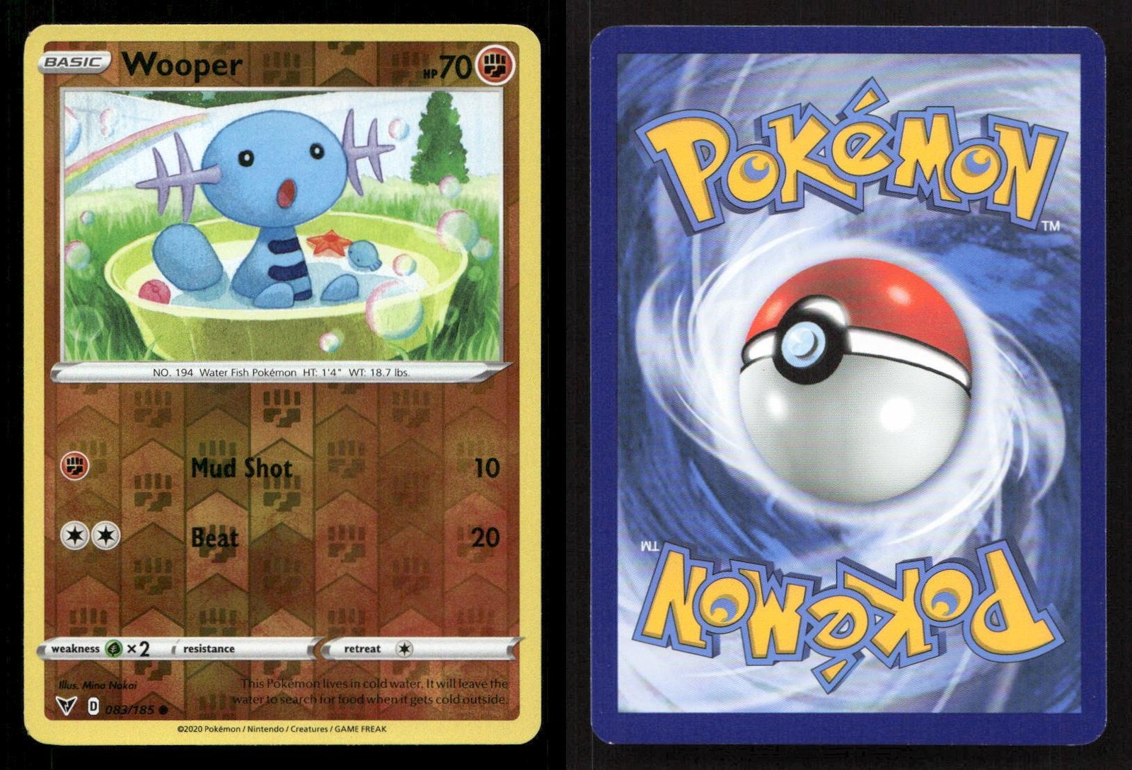 Wooper 083/185 Vivid Voltage Reverse Holo LP Pokemon