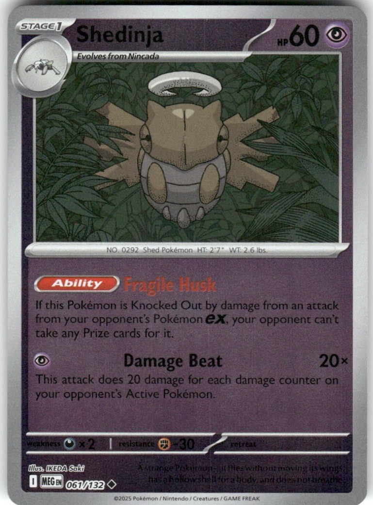 SHEDINJA 061/132 UNCOMMON MEGA EVOLUTION POKEMON REVERSE HOLO NM/M IKEDA SAKI