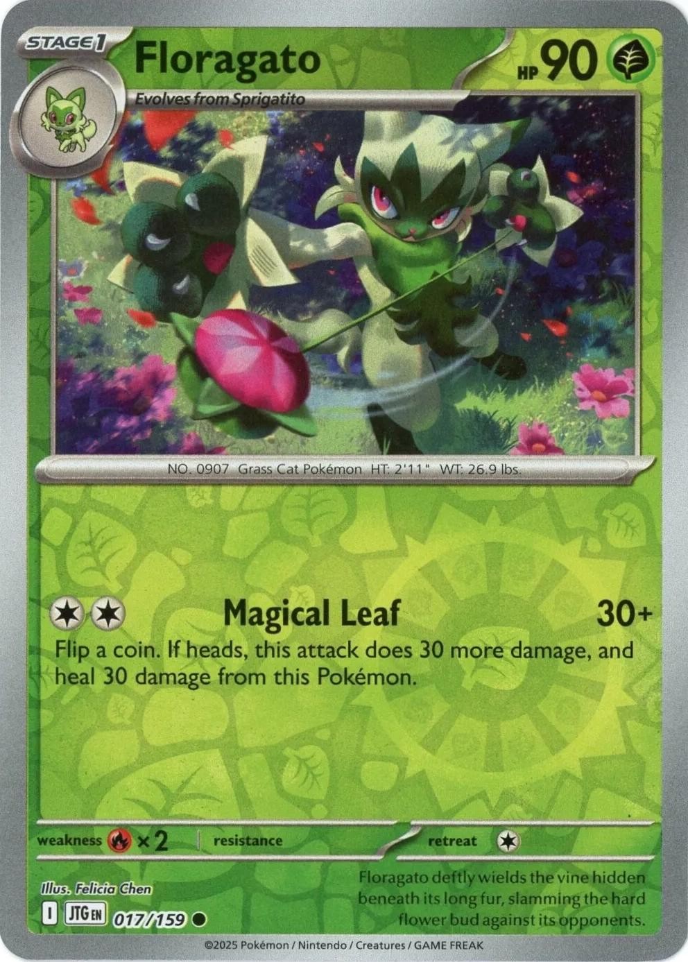 Floragato – [JTG – 017/159] – Reverse Holofoil – Common – Pokemon – EN