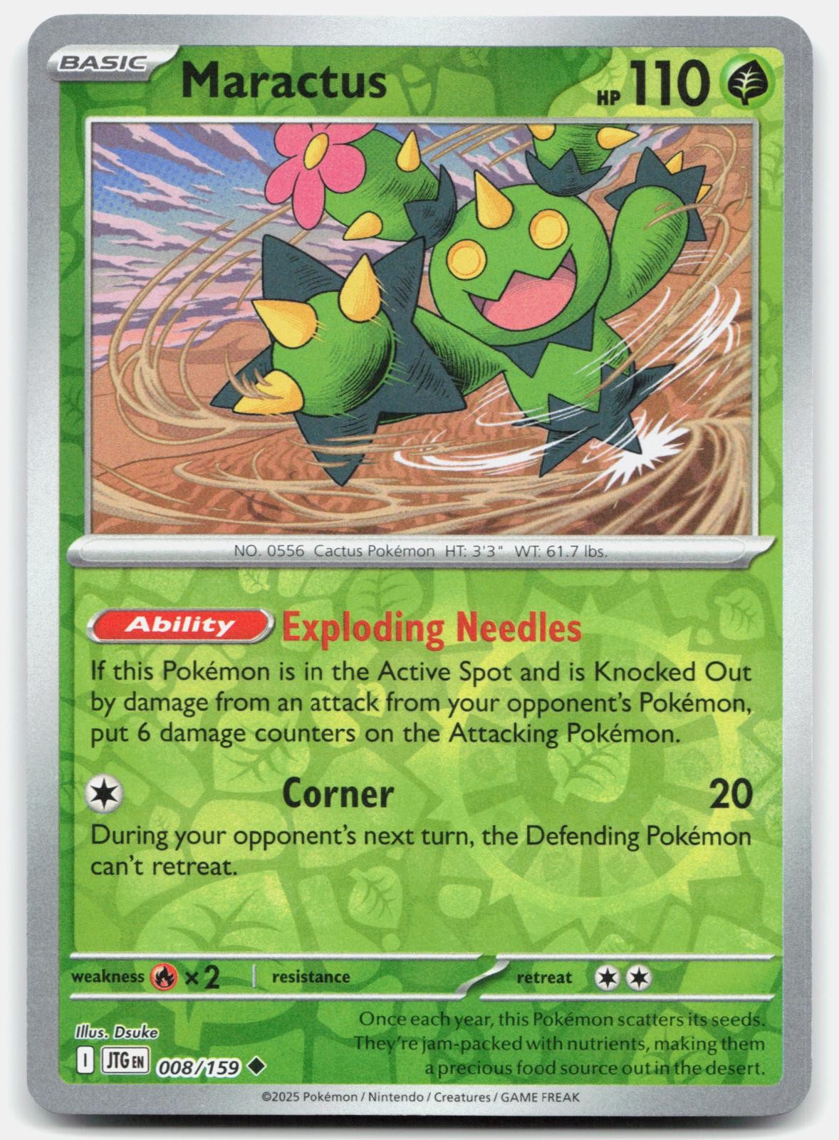 Maractus 008/159 UC Journey Together Pokemon Reverse Holo Lightly Played