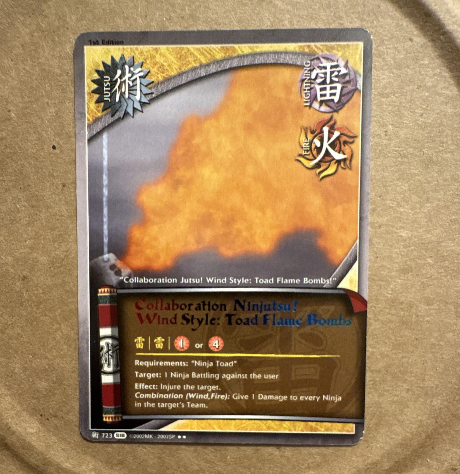 Bandai Naruto CCG Collaboration Ninjutsu Wind Style Toad Flame Bombs 723 ENG