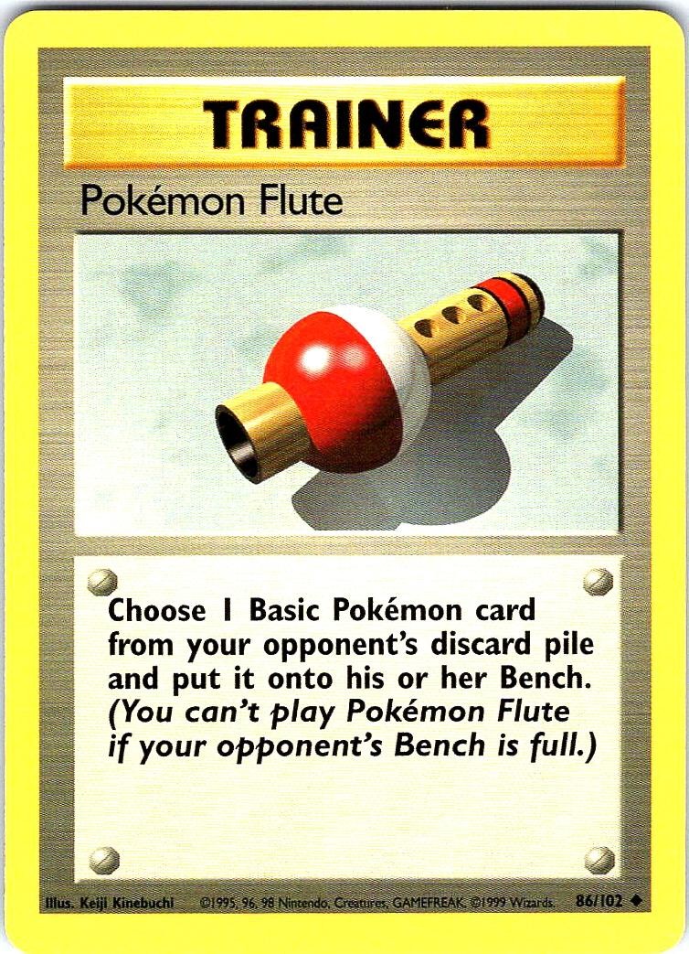 Pokemon Flute 86/102 Uncommon Base Set Unlimited Pokemon Near Mint