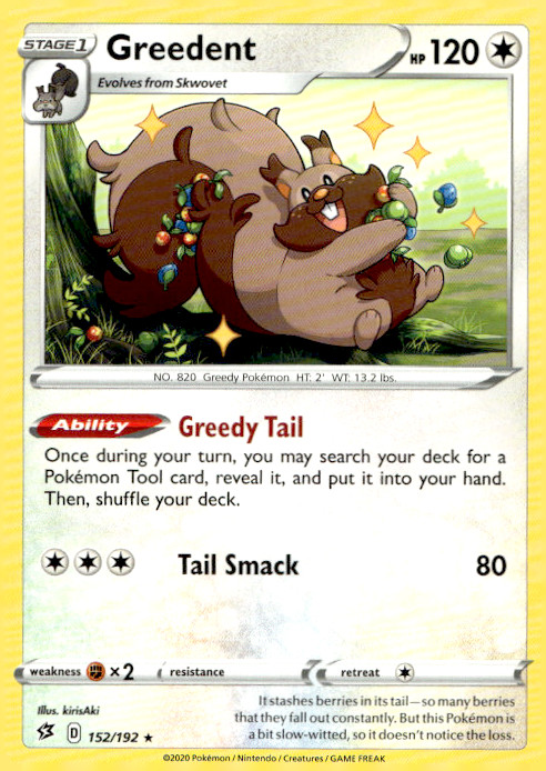 Greedent 152/192 Rare Regular SWSH02: Rebel Clash NM