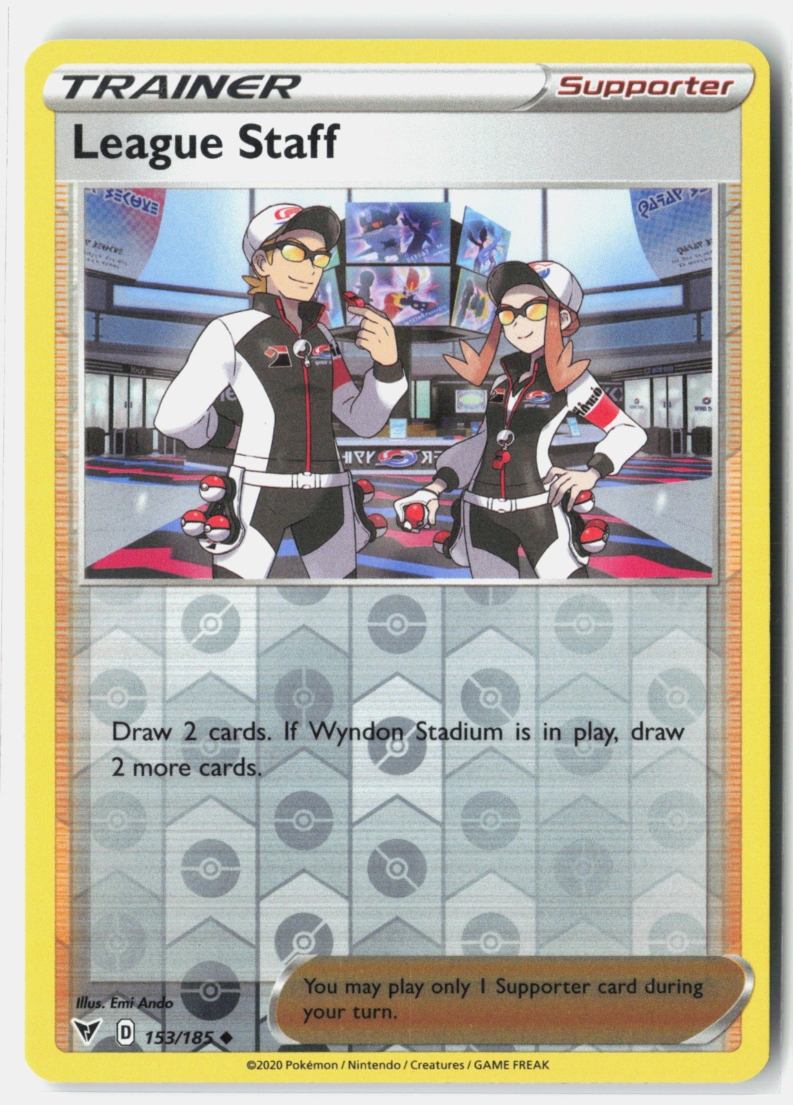 League Staff Uncommon Reverse Holo SWSH04: Vivid Voltage 153/185 NM Emi Ando