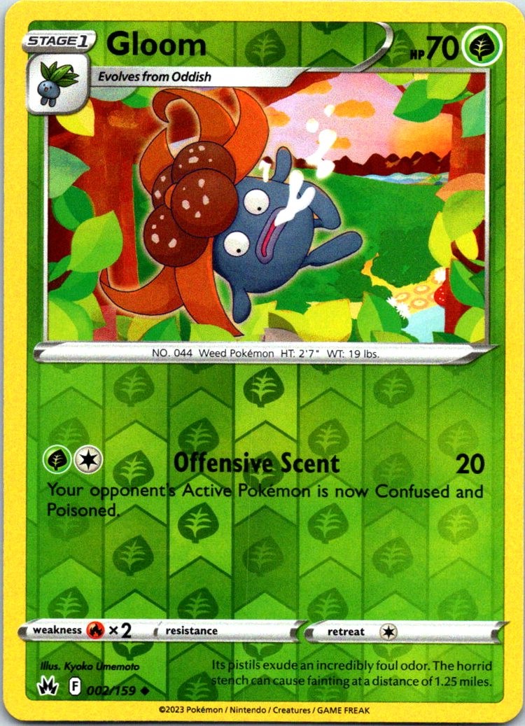 Gloom 002/159 Reverse Holo SWSH: Crown Zenith LP Pokemon