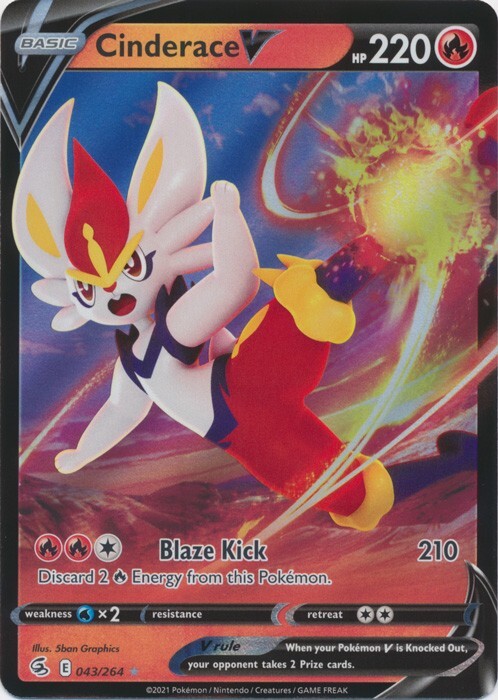Cinderace V 043/264 Ultra Rare Fusion Strike Pokemon TCG