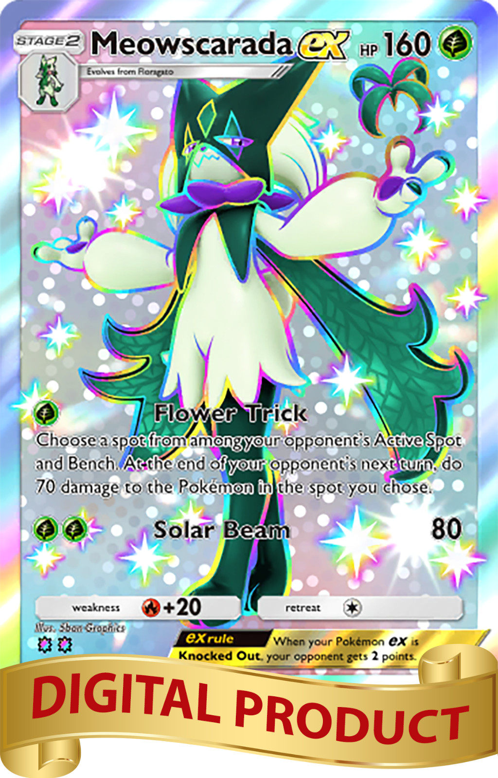 Pokemon Pocket TCG Card Full 2 Star Shiny Meowscarada EX Paradox Drive DIGITAL