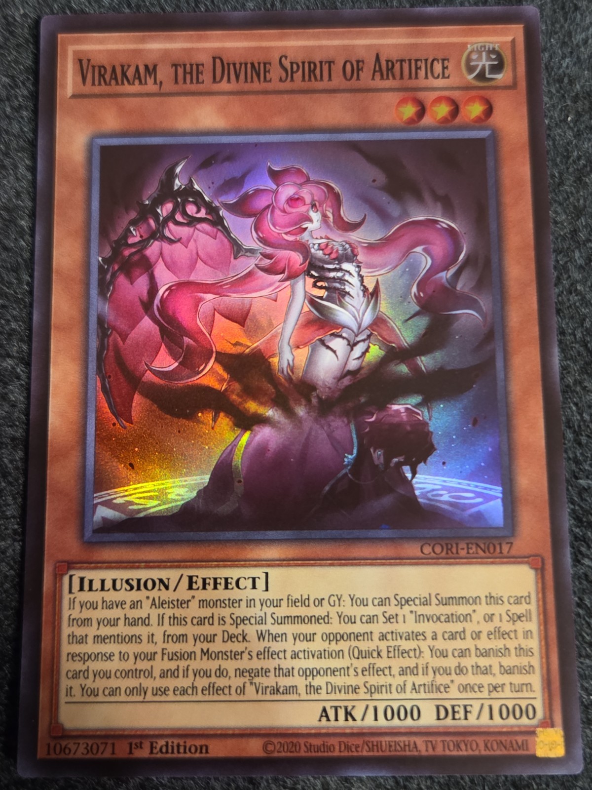 Virakam, the Divine Spirit of Artifice CORI-EN017 Super Rare – In Hand