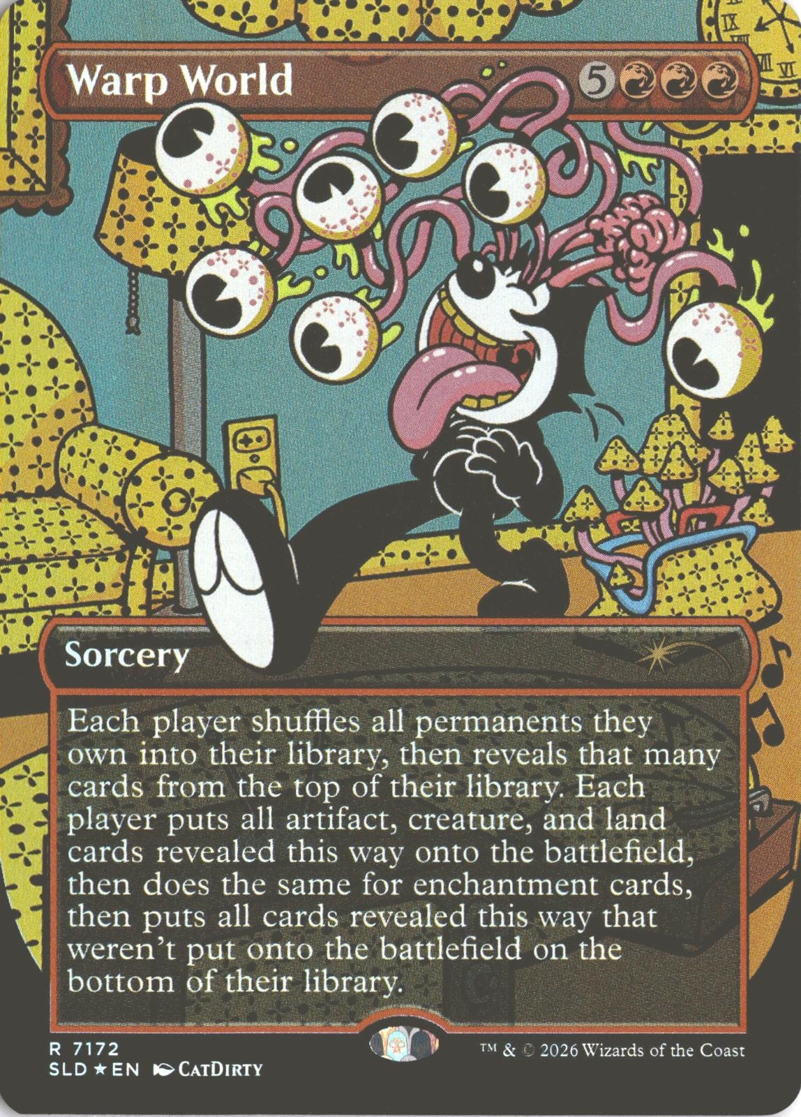 MTG Warp World (7172) *Foil* Borderless Secret Lair: Felix The Cat NM