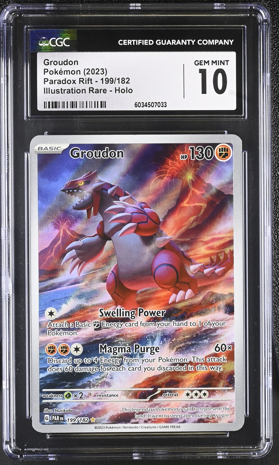 Groudon 199/182 Illustration Rare Holo Paradox Rift Pokemon CGC 10 Gem Mint