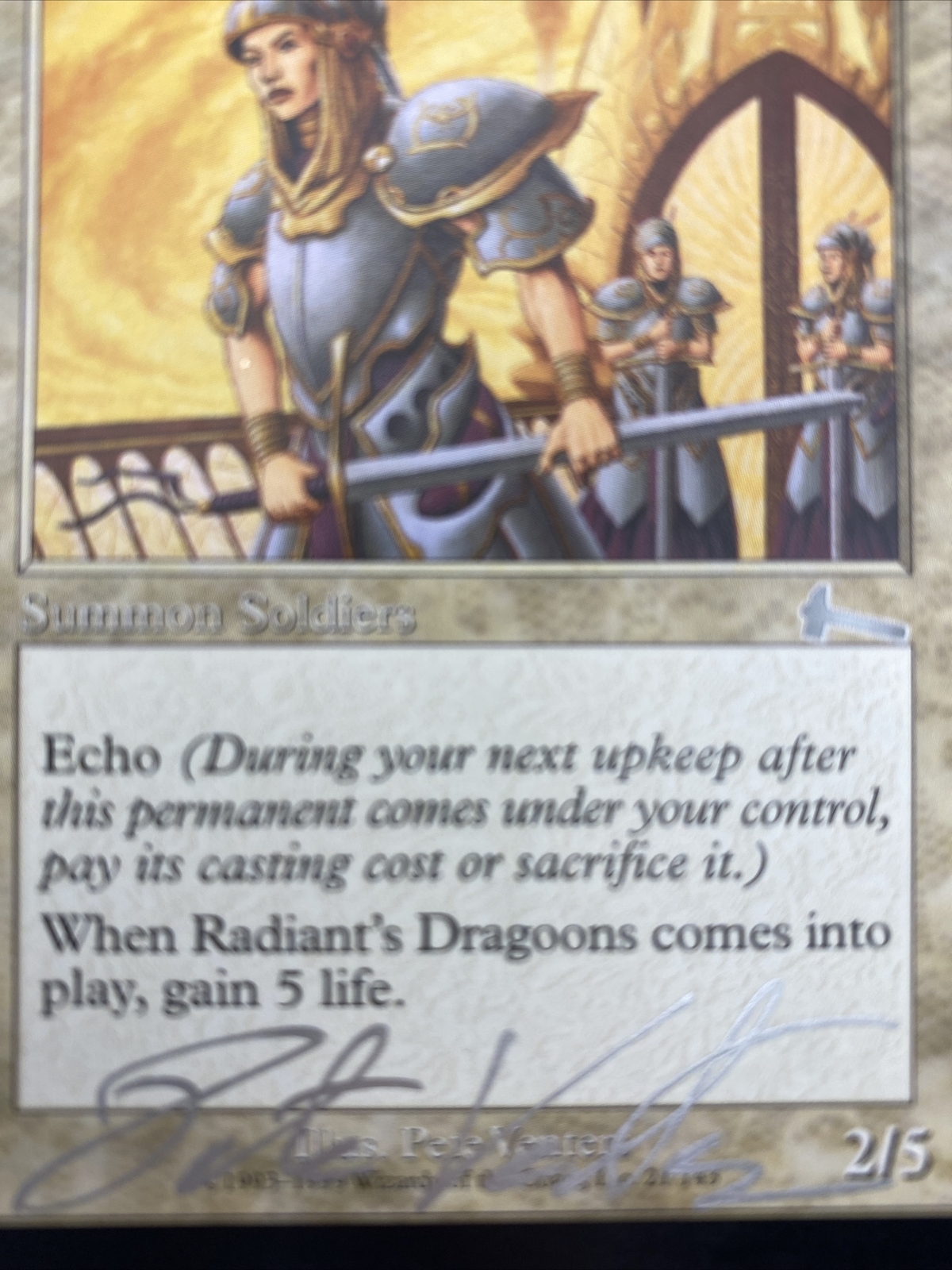 **MTG Artist Pete Venters **Radiant’s Dragoons Urza’s Legacy Signed SellbyCyn –
