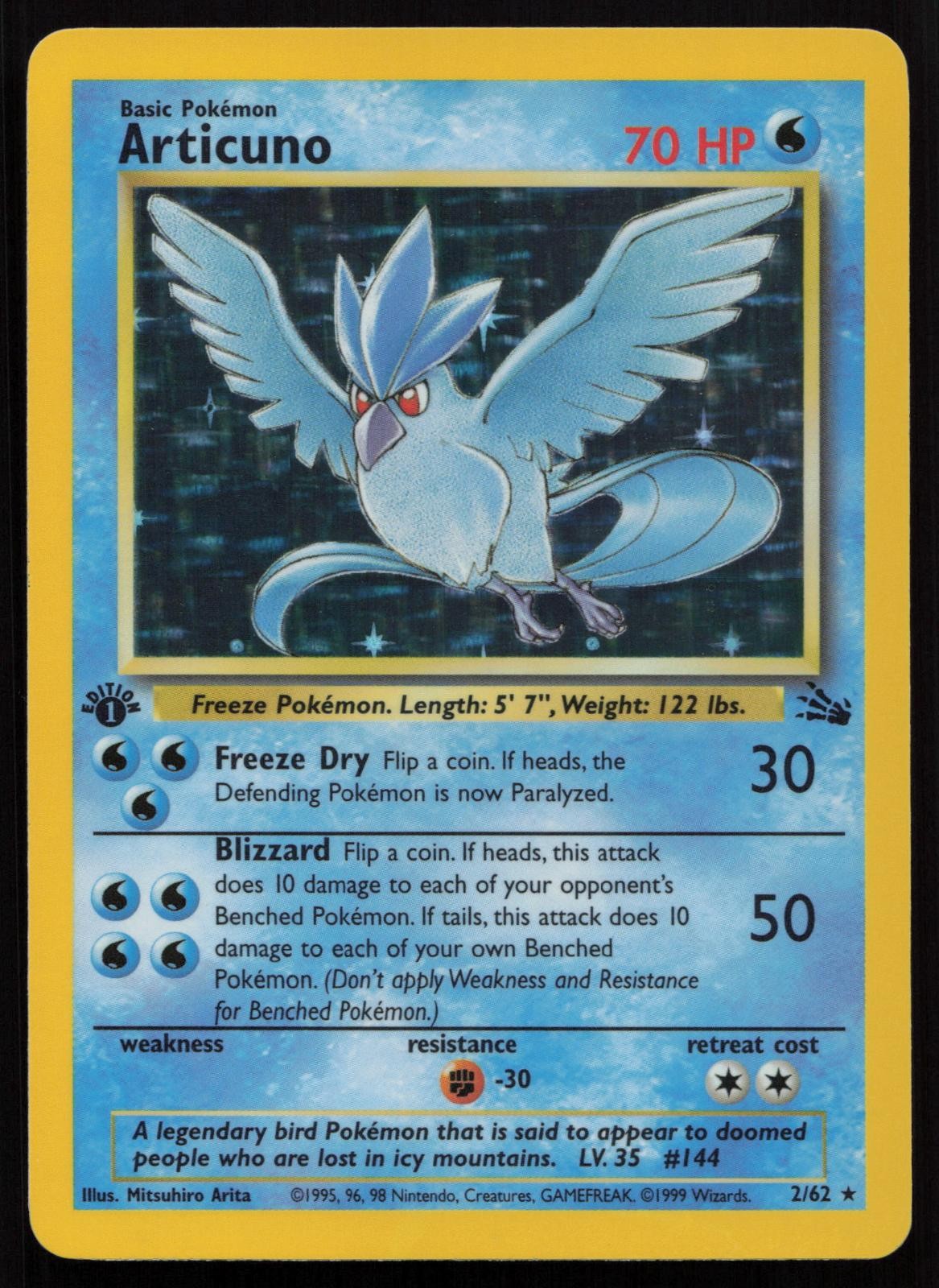 ARTICUNO 2/62 RARE FOSSIL POKEMON 1ST EDITION HOLO NM/M