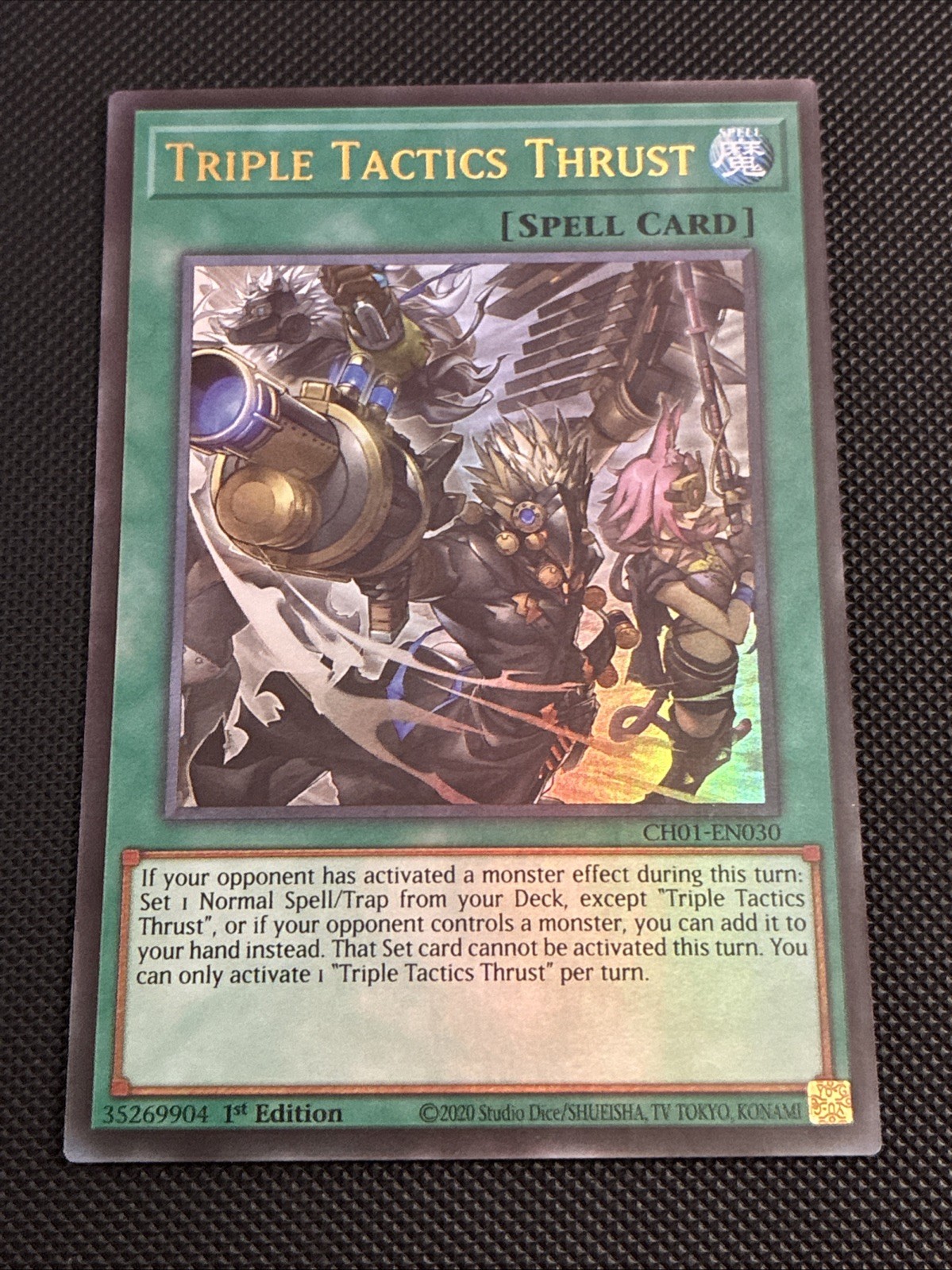Triple Tactics Thrust (Alt/Alternate Art) CH01-EN030 1st Edition Ultra Rare NM