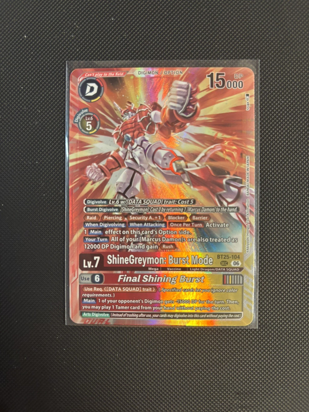 Digimon TCG ShineGreymon: Burst Mode Secret Rare BT25-104 – Dual Revolution