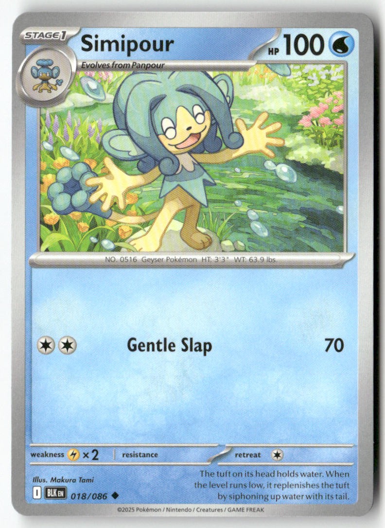 Simipour 018/086 Black Bolt Uncommon Pokemon Makura Tami