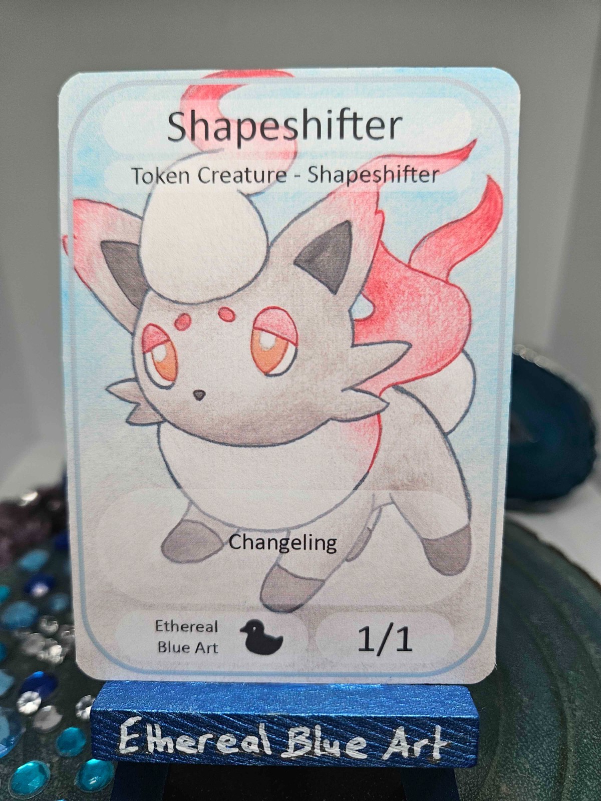 Shapeshifter 1/1 Colourless Creature – Pokemon Hisuian Zorua – Custom MTG Token