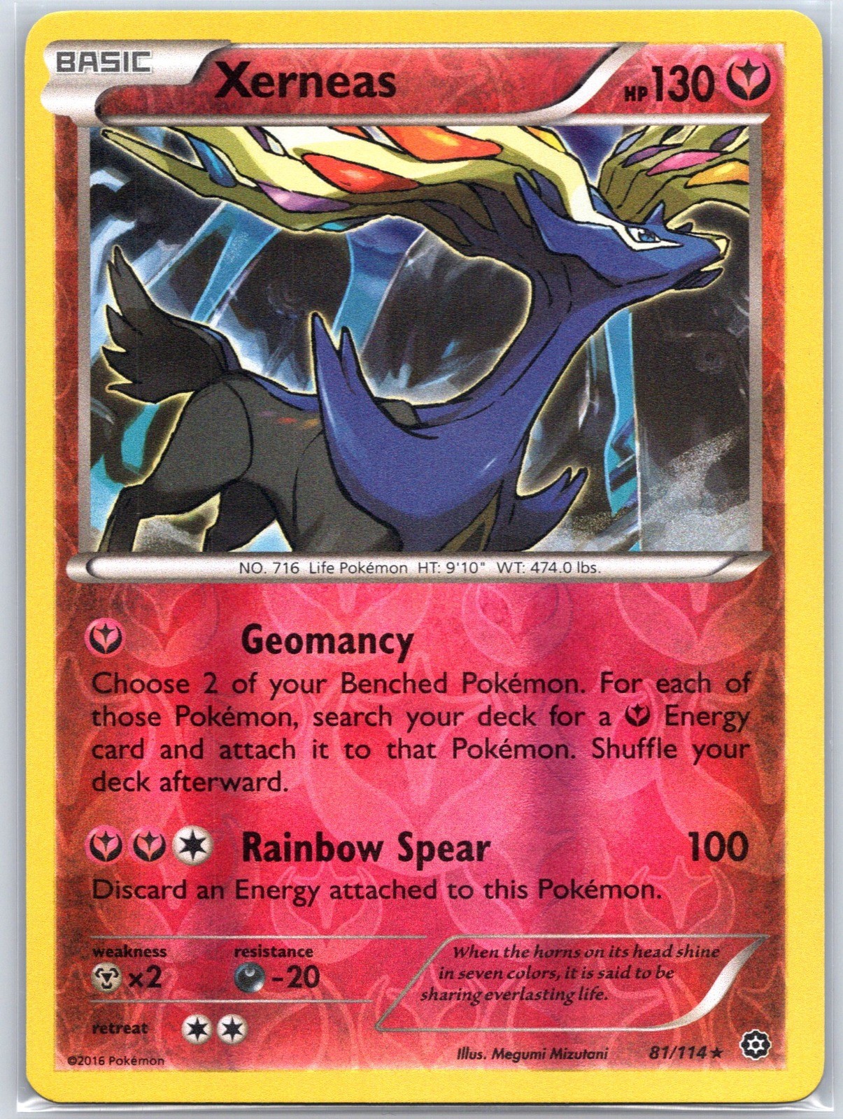 Xerneas 81/114 Reverse Holo XY – Steam Siege Pokemon 2016 Megumi Mizutani NM