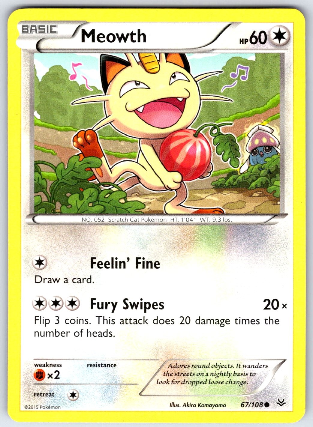 MEOWTH – Pokemon – Akira Komayama 67/108 Roaring Skies – LP