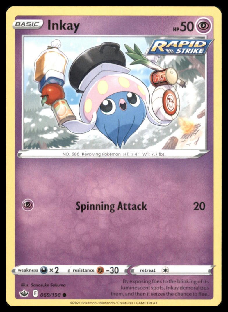 Inkay Common SWSH06: Chilling Reign 069/198 NM