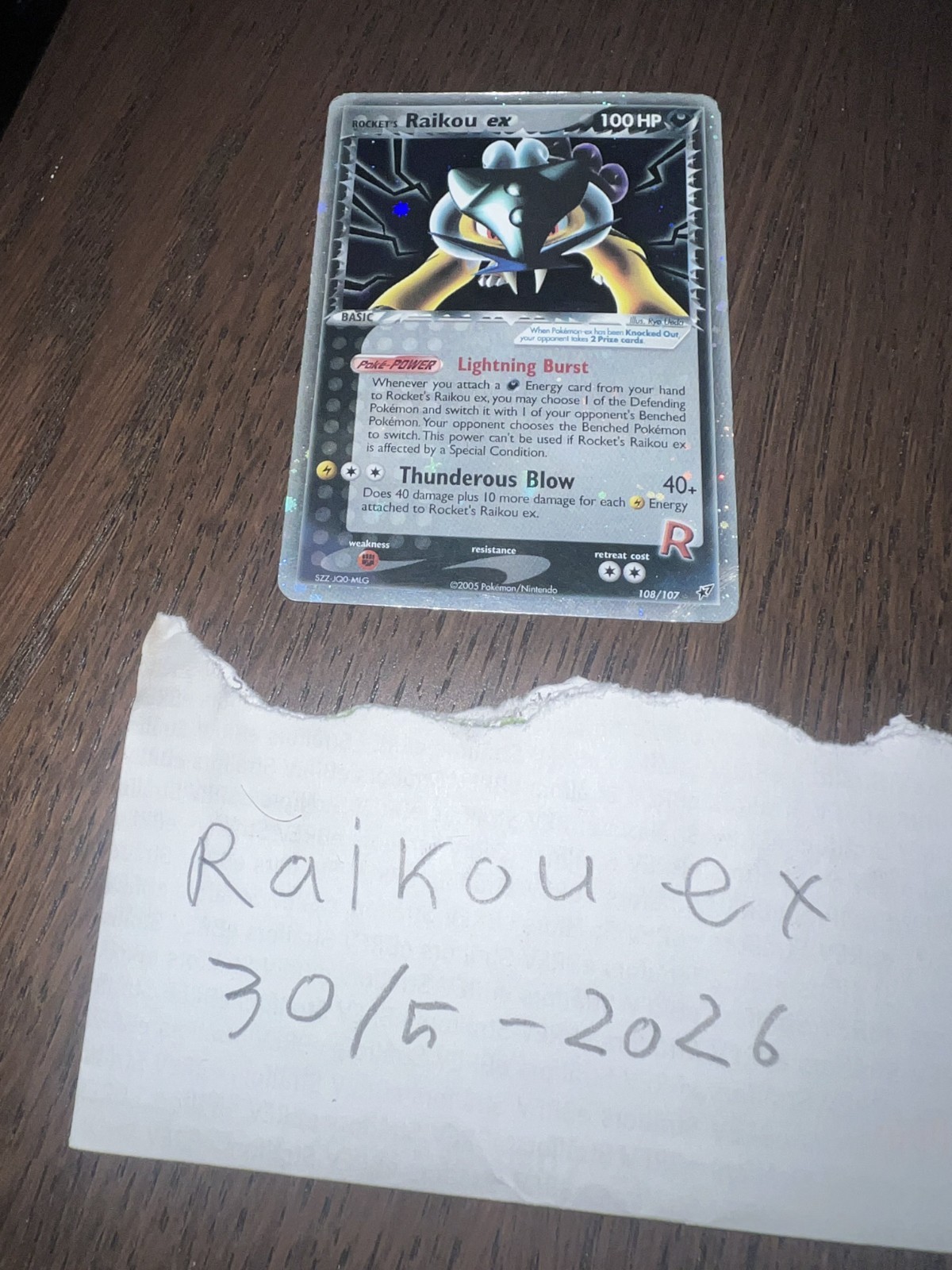 Rocket’s Raikou Ex 108/107 Secret Rare Ultra Rare Pokémon Ex Deoxys Holo Bleed