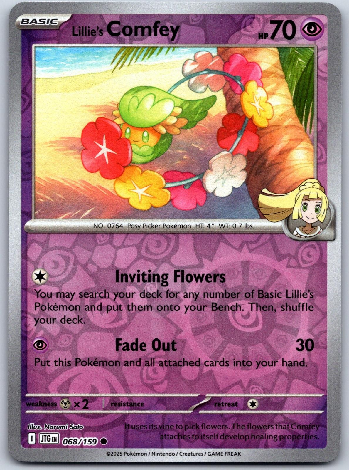 Lillie’s Comfey 068/159 Common Journey Together Pokemon Reverse Holo Near Mint