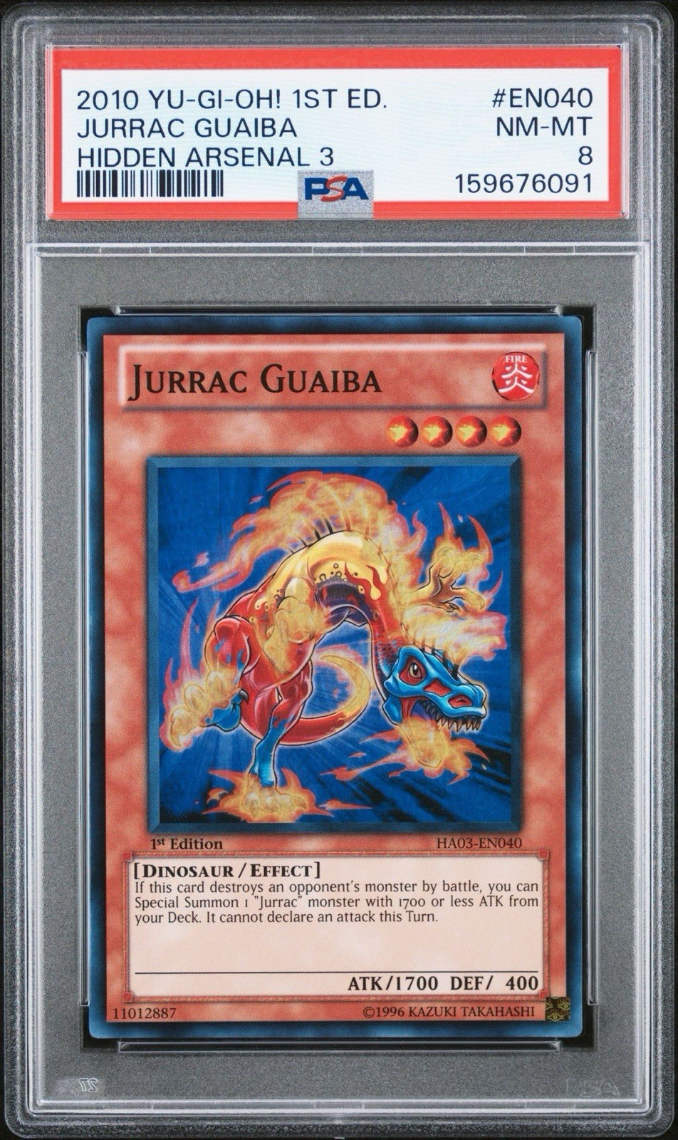 Yu-Gi-Oh! Jurrac Guaiba 1st Ed Super Rare Foil PSA 8 Graded NM-MINT LOW POP 1