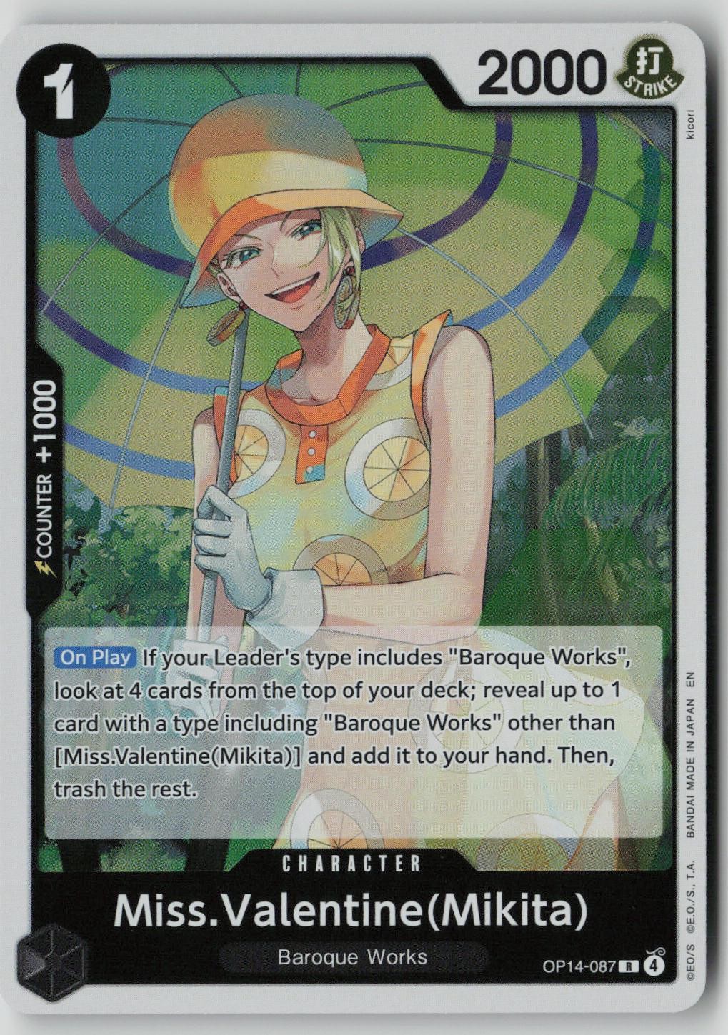 Miss.Valentine(Mikita) OP14-087 One Piece The Azure Sea’s Seven Rare Near Mint