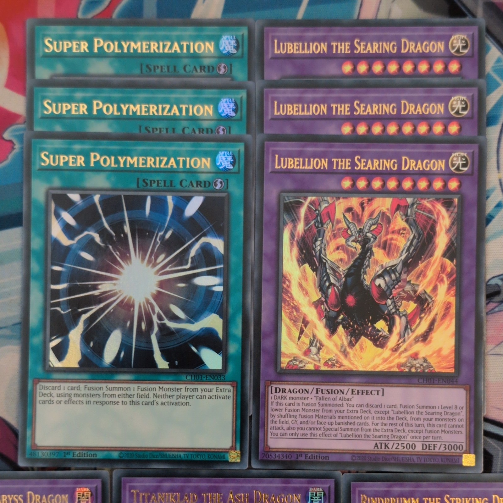 3 x Super Polymerization CH01-EN033 & 12cd CH01 Ultra Fusion Dragon bundle Mint