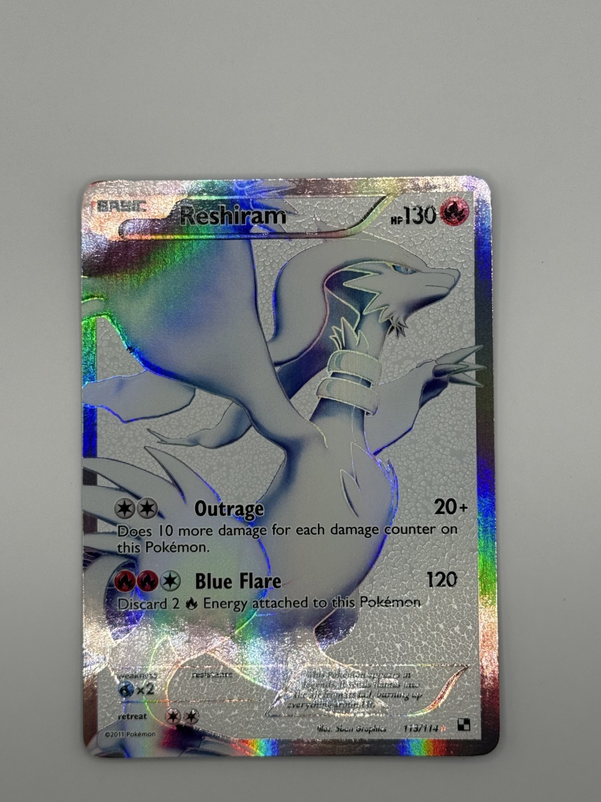 Reshiram (113 Full Art) 113/114 Black & White Holo – Near Mint